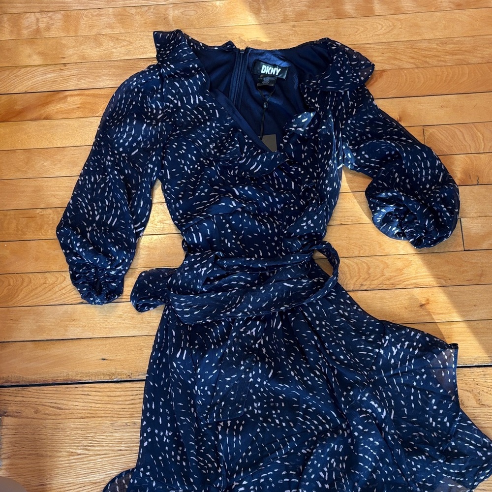 DKNY Midnight Blue Patterned Dress